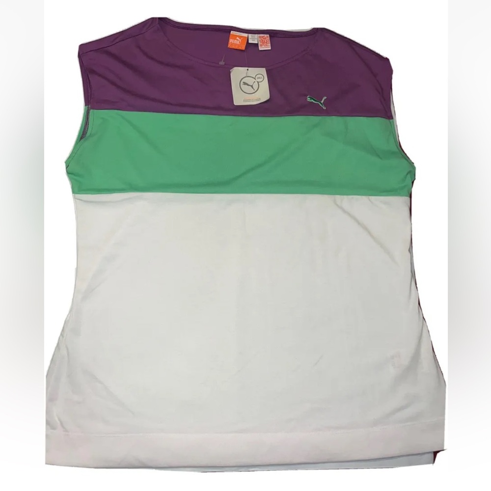 PUMA XL PURPLE GREEN Dry Cell TANK Top tennis shirt Athletic Sleeveless Golf NEW